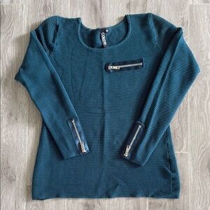 Colori Blue Sweater with Zipper Accents